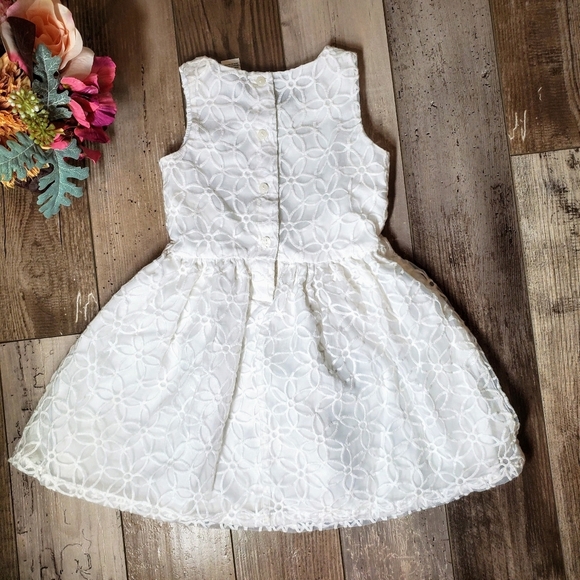 Carter's White Size 4T Floral Embroidered Sleeveleas Formal Girl's Dress EUC - Picture 7 of 10